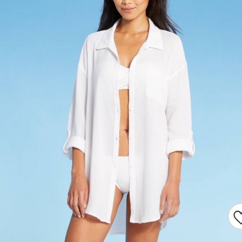 Women's Button-Up Cover Up Shirtdress - Kona Sol waffle texture